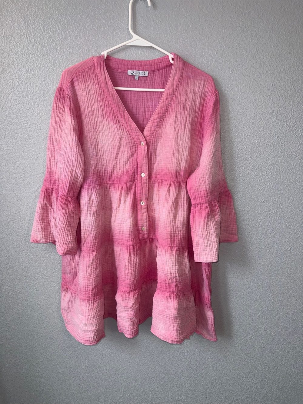 Pink Gauze Tiered Dress